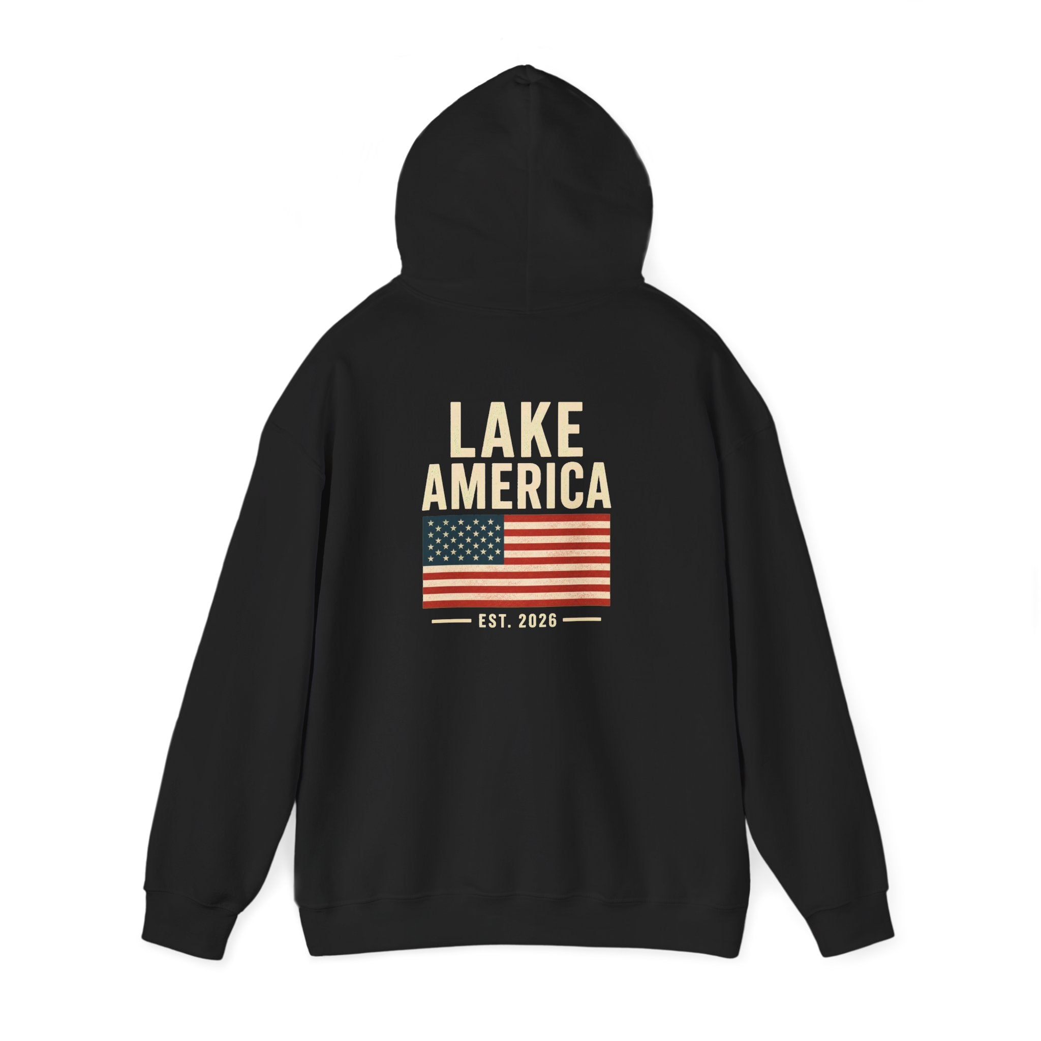 Lake America Vintage Flag Hoodie – Dark Back Graphic