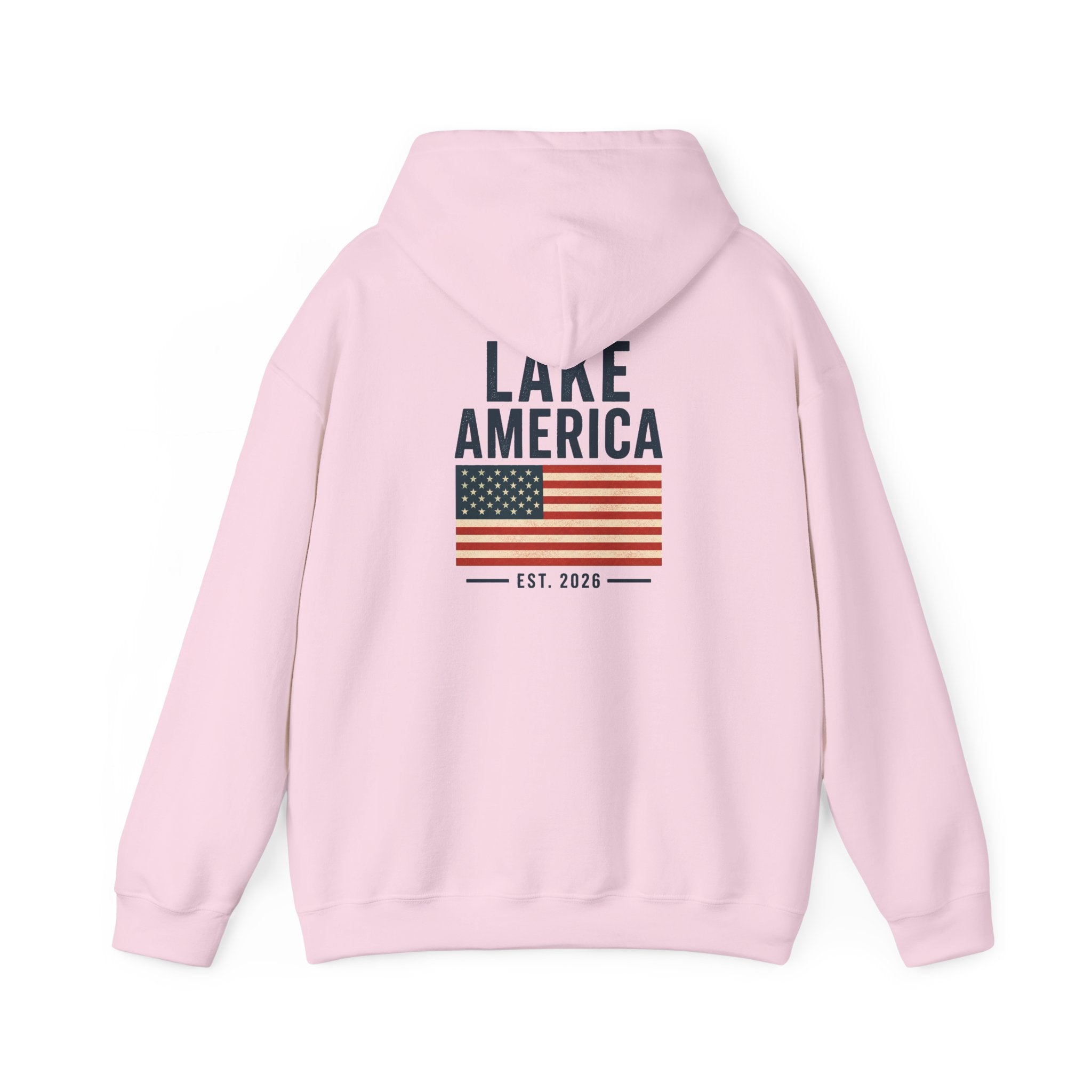 Lake America Vintage Flag Hoodie – Light Back Graphic