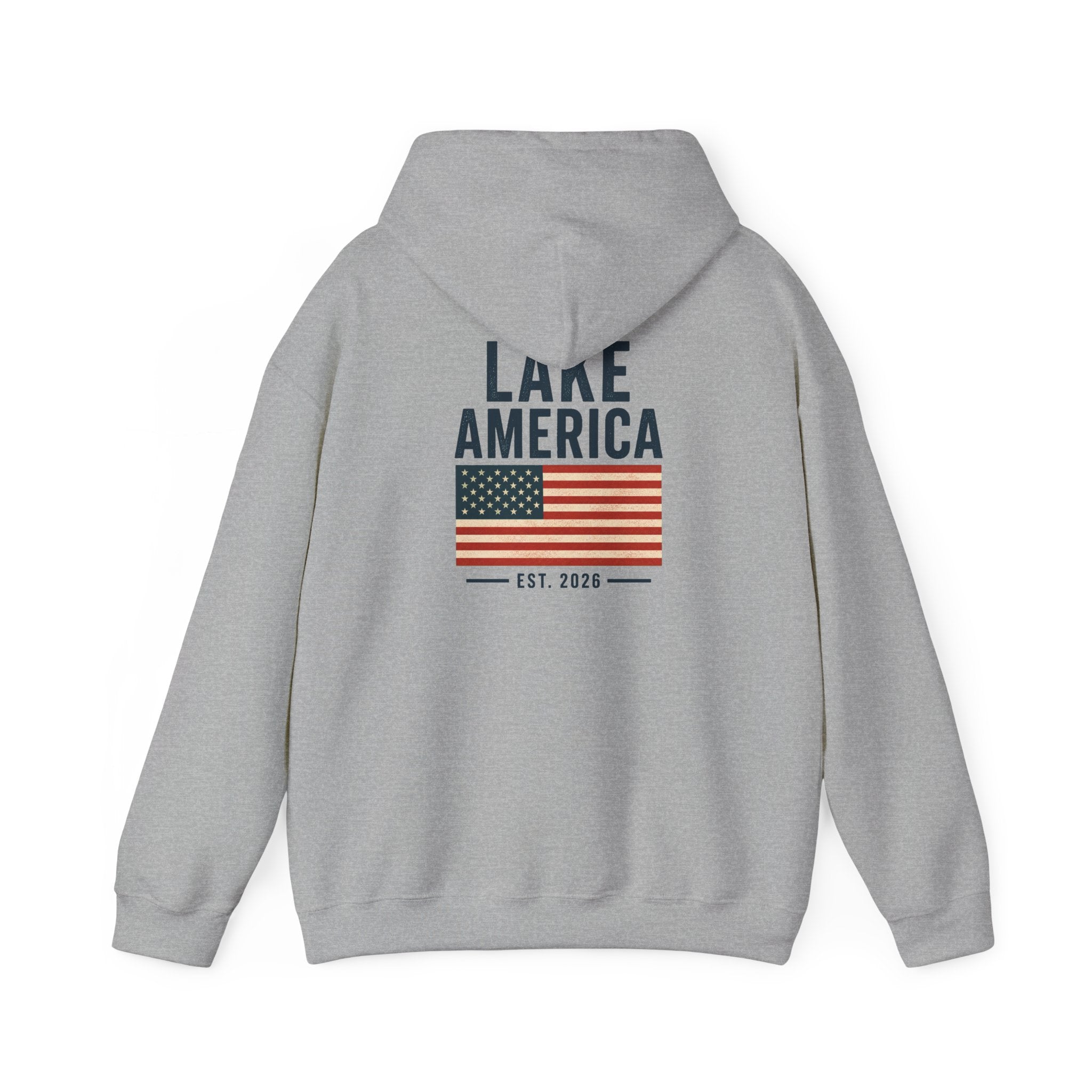 Lake America Vintage Flag Hoodie – Light Back Graphic
