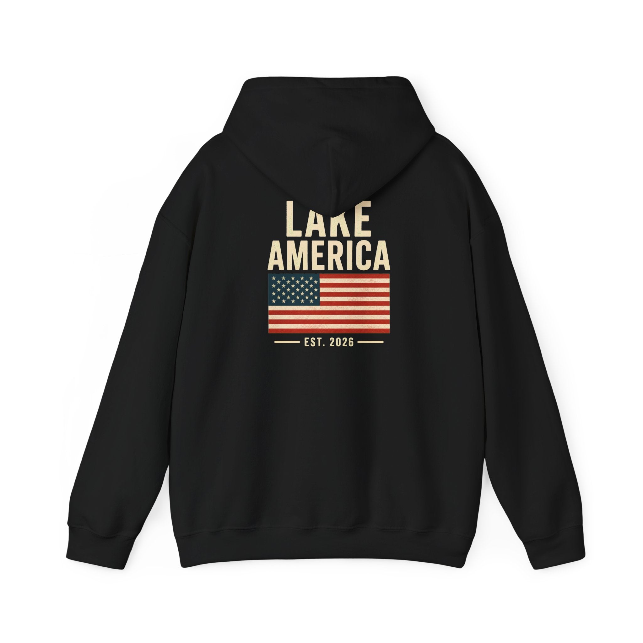 Lake America Vintage Flag Hoodie – Dark Back Graphic