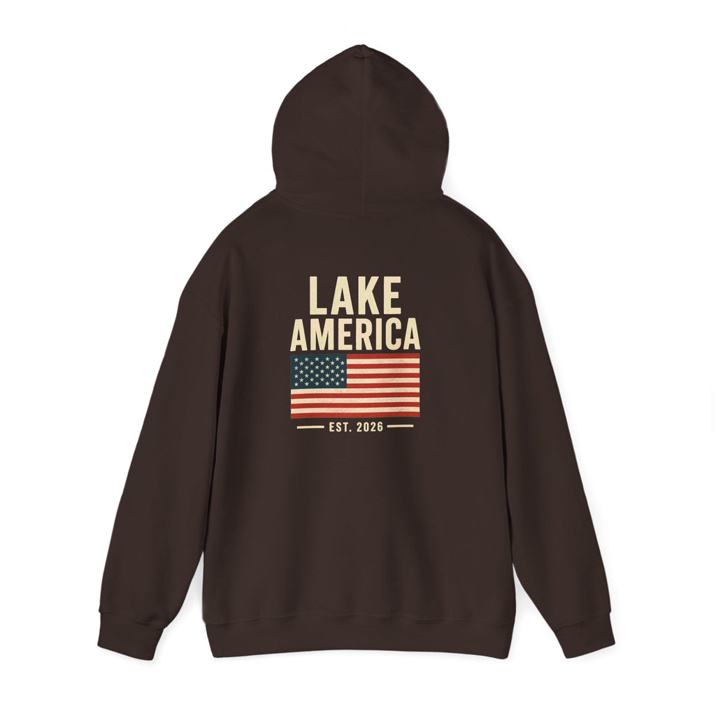 Lake America Vintage Flag Hoodie – Dark Back Graphic