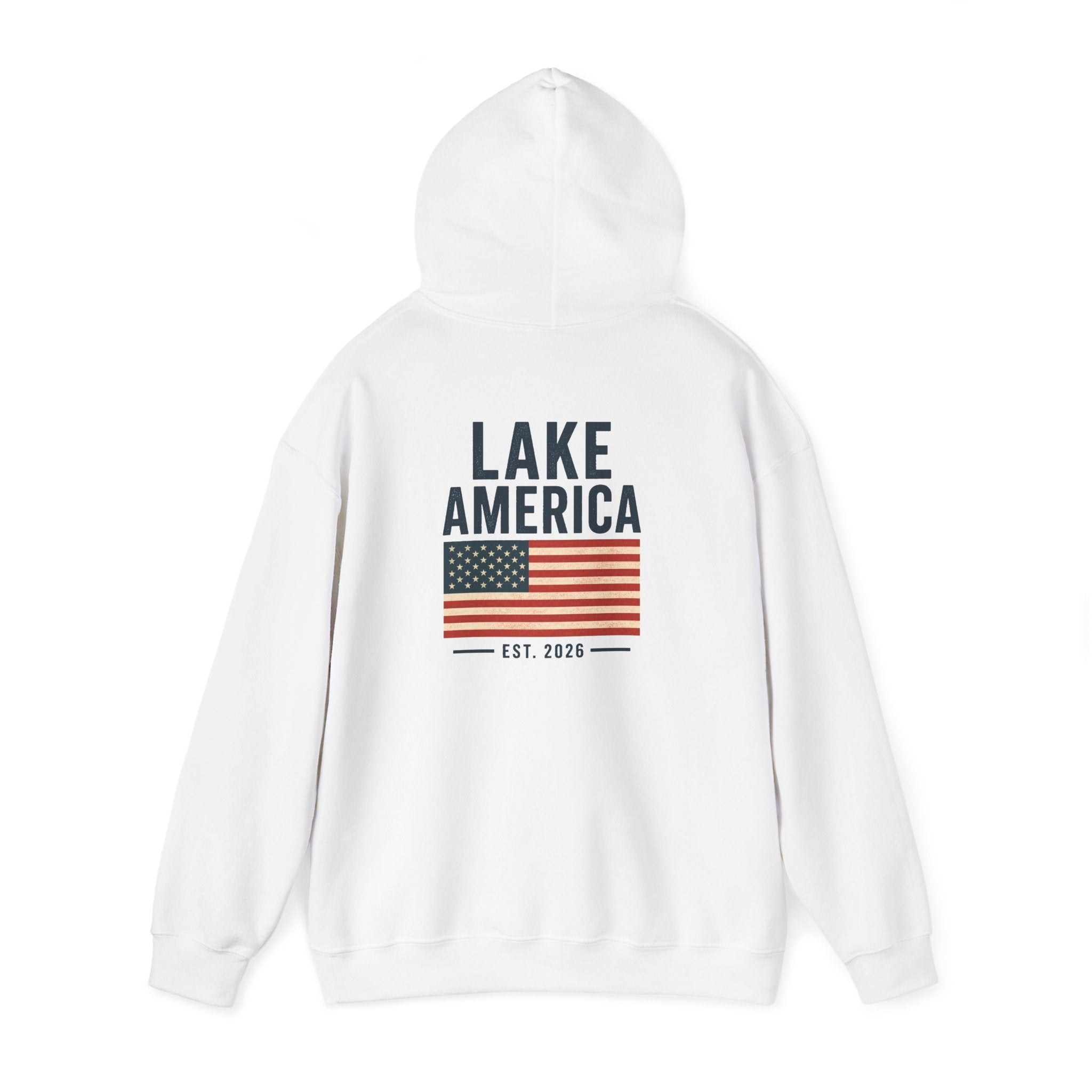 Lake America Vintage Flag Hoodie – Light Back Graphic