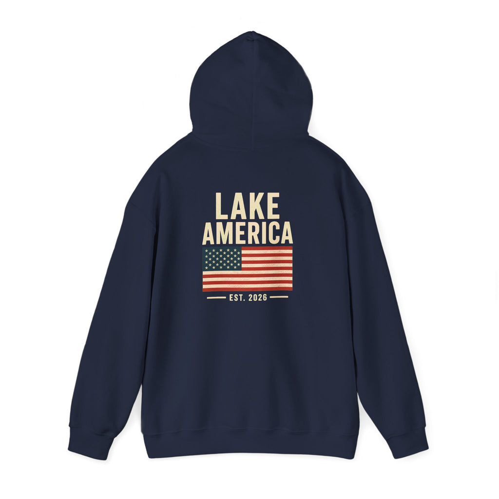Lake America Vintage Flag Hoodie – Dark Back Graphic
