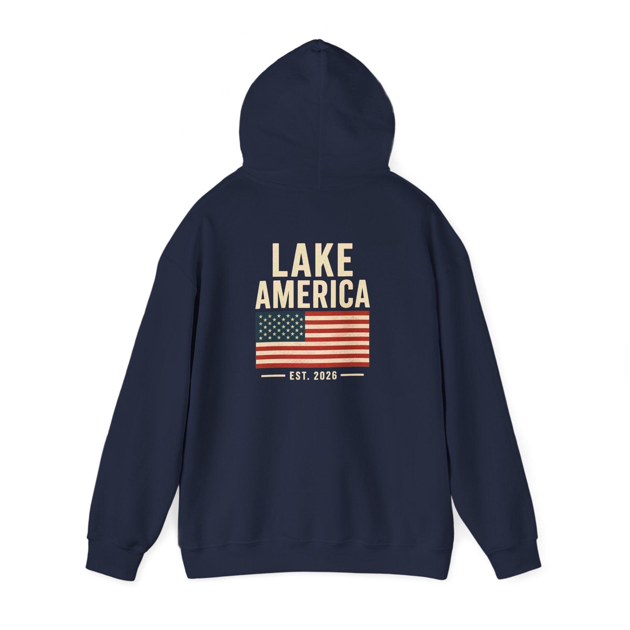 Lake America Vintage Flag Hoodie – Dark Back Graphic