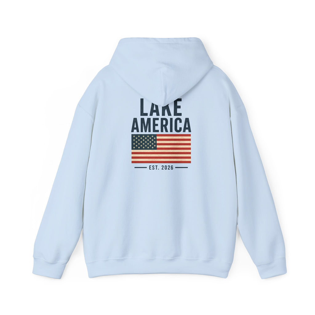 Lake America Vintage Flag Hoodie – Light Back Graphic