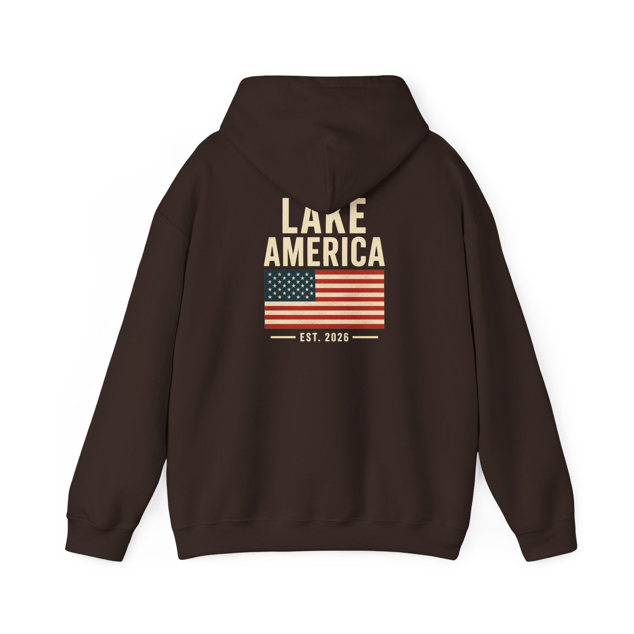 Lake America Vintage Flag Hoodie – Dark Back Graphic