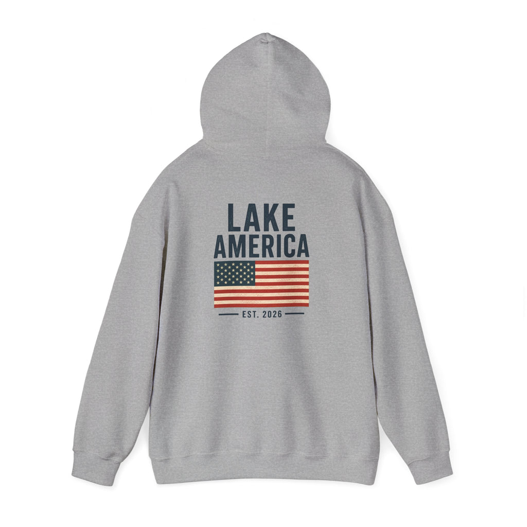 Lake America Vintage Flag Hoodie – Light Back Graphic