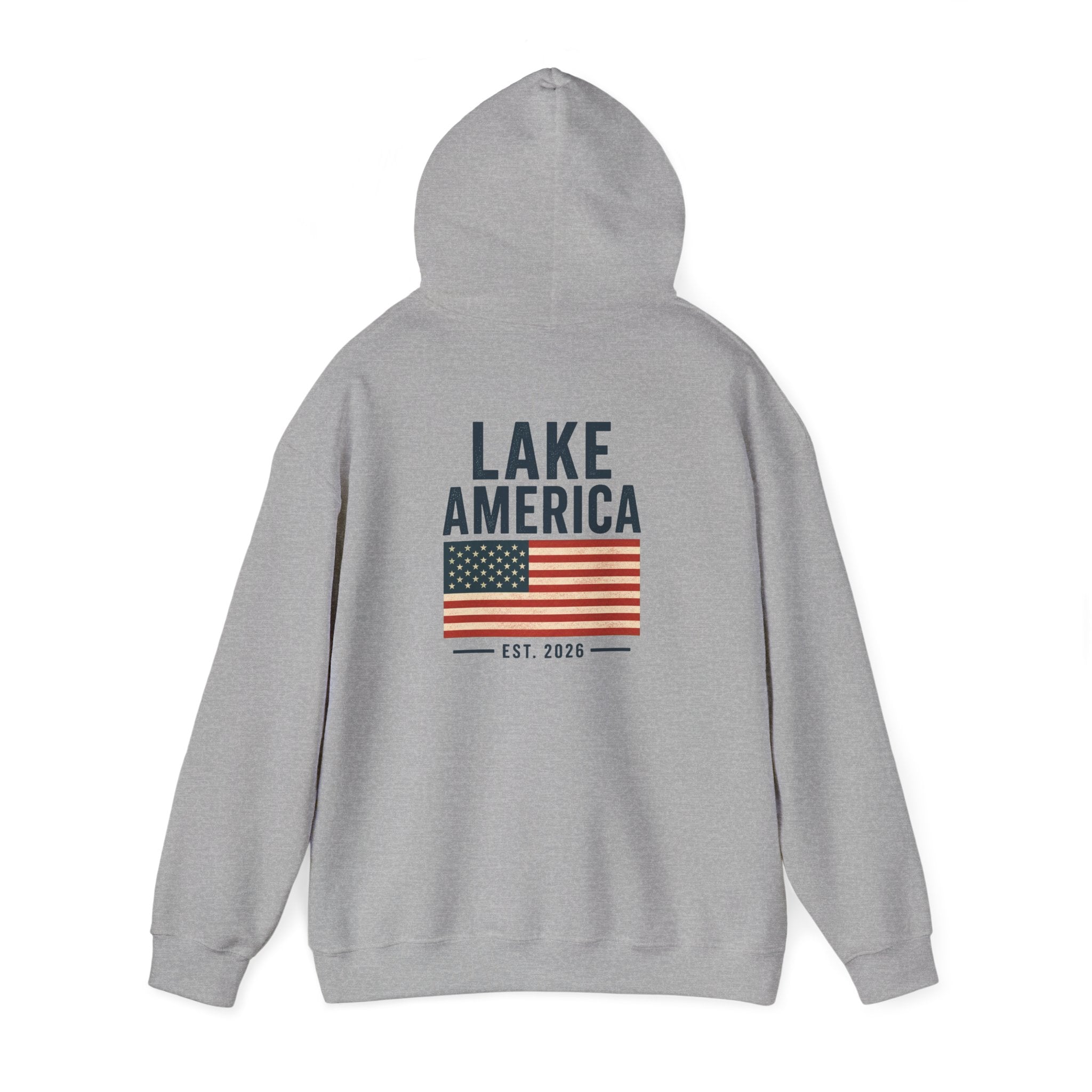Lake America Vintage Flag Hoodie – Light Back Graphic