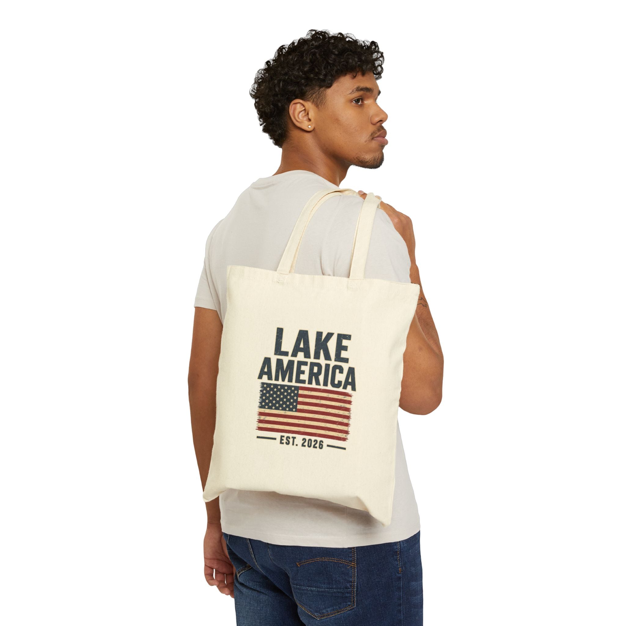 Lake America Vintage Flag Canvas Tote – Dockside Carryall
