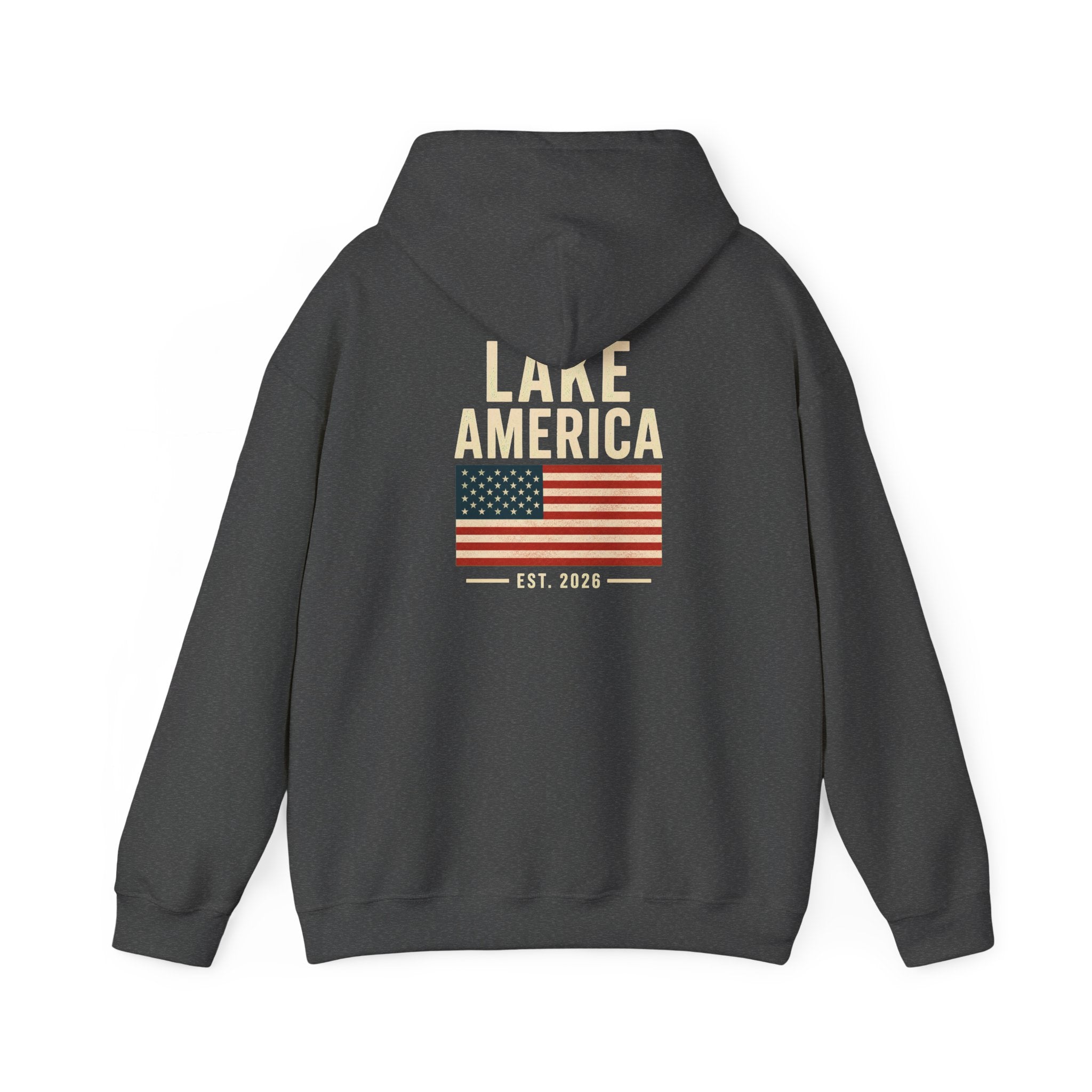 Lake America Vintage Flag Hoodie – Dark Back Graphic