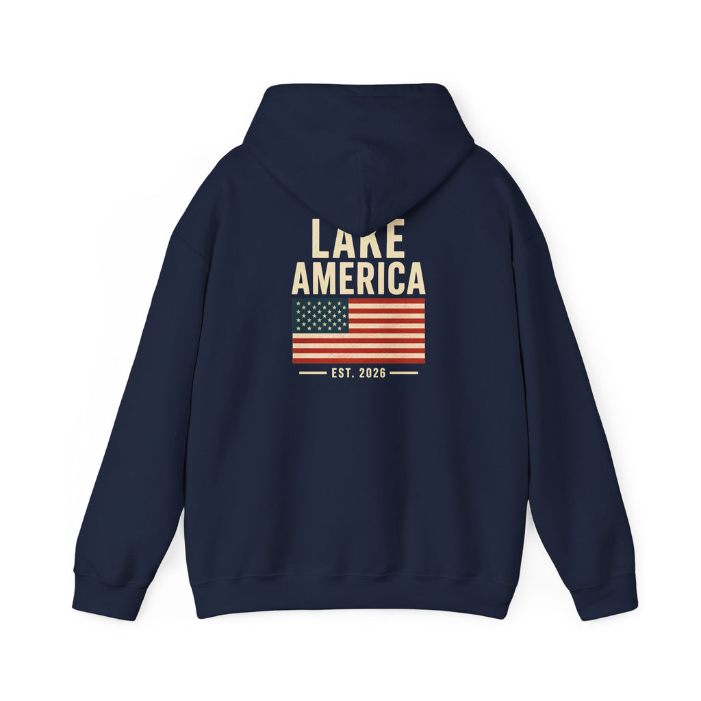 Lake America Vintage Flag Hoodie – Dark Back Graphic