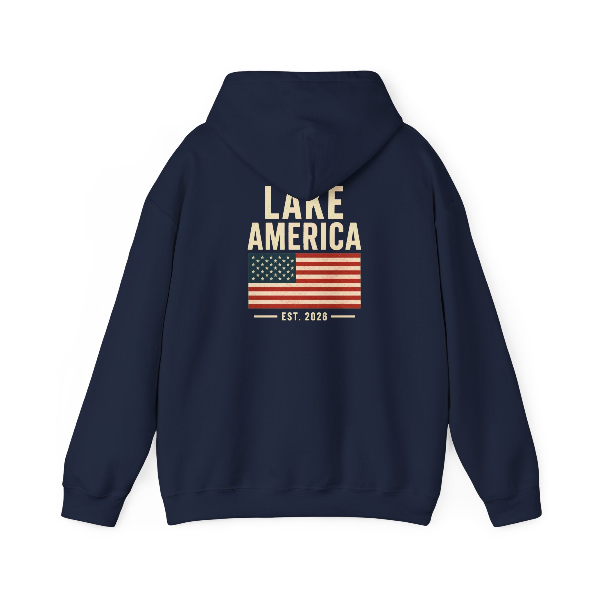 Lake America Vintage Flag Hoodie – Dark Back Graphic