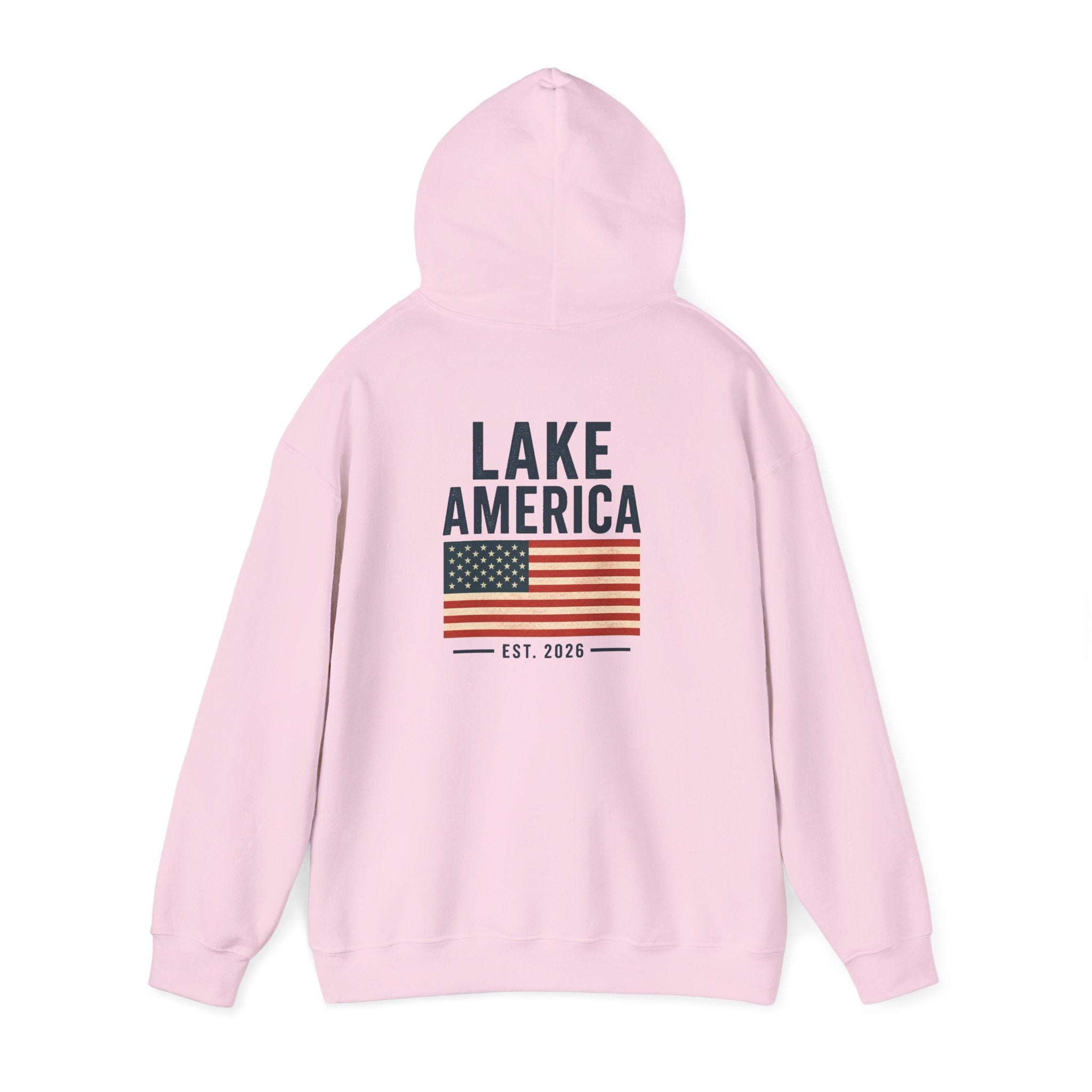 Lake America Vintage Flag Hoodie – Light Back Graphic