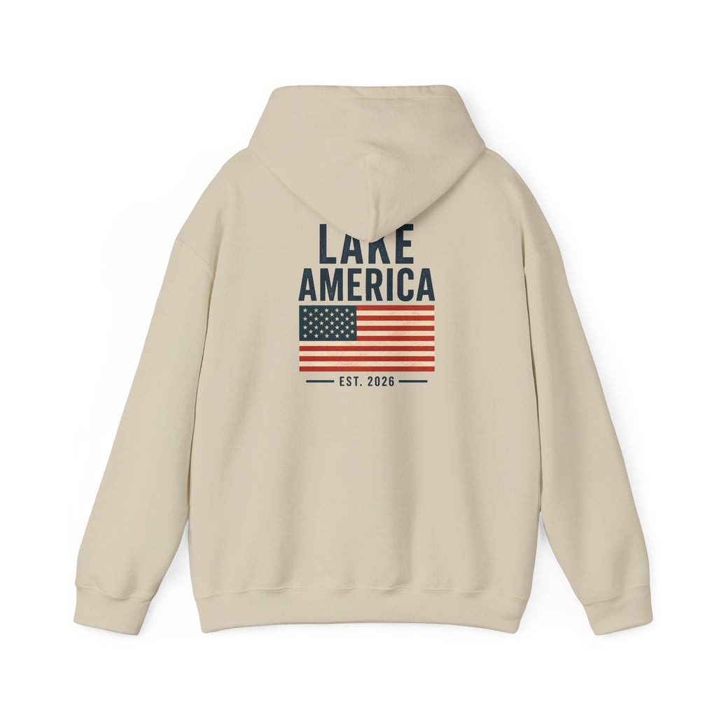 Lake America Vintage Flag Hoodie – Light Back Graphic