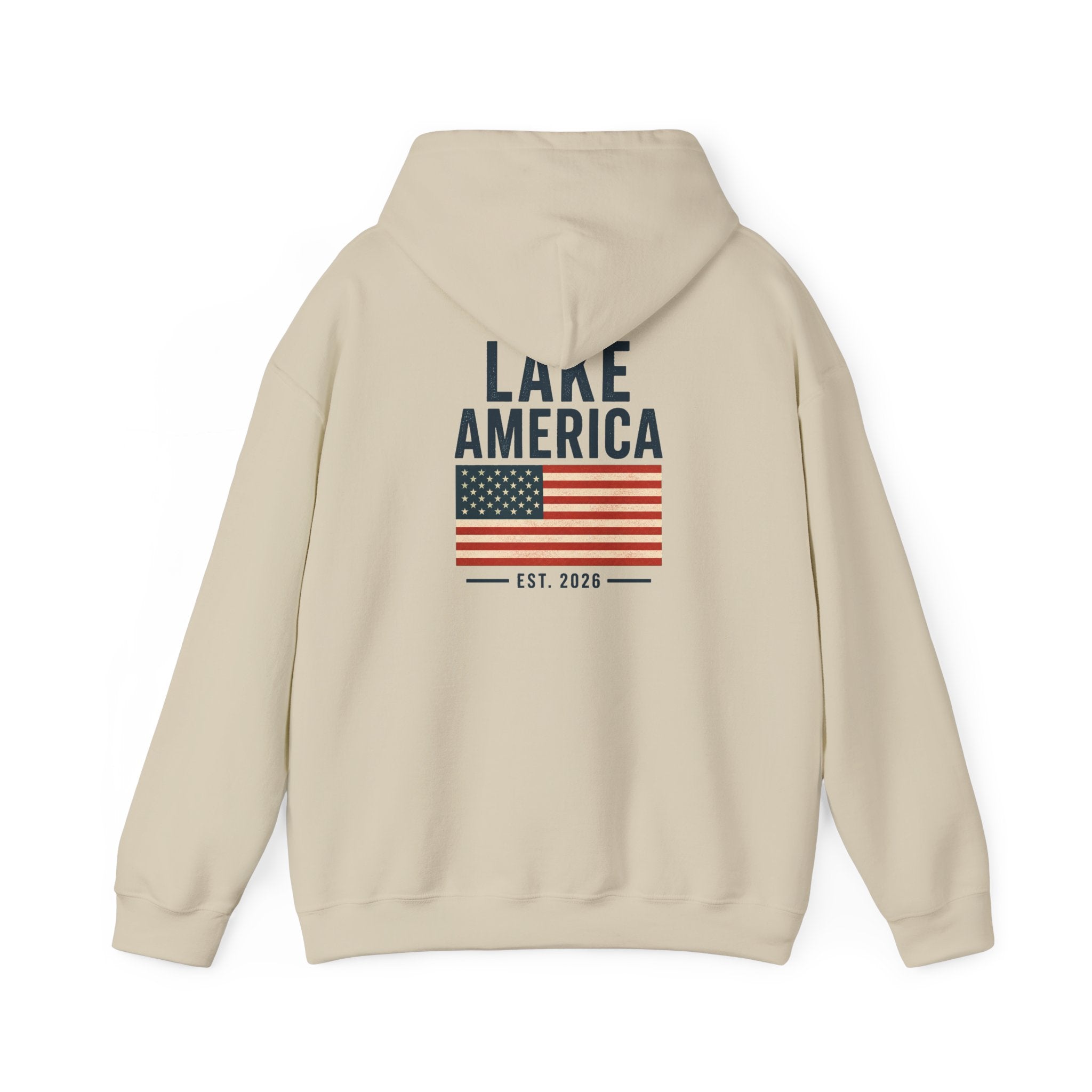 Lake America Vintage Flag Hoodie – Light Back Graphic