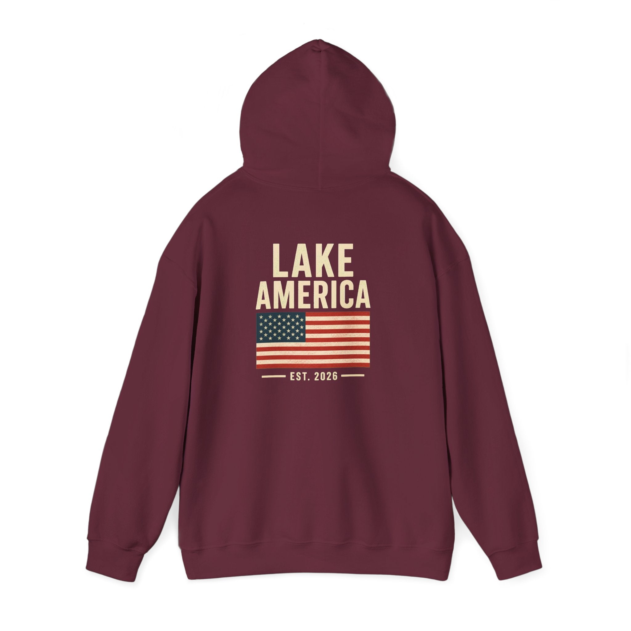 Lake America Vintage Flag Hoodie – Dark Back Graphic