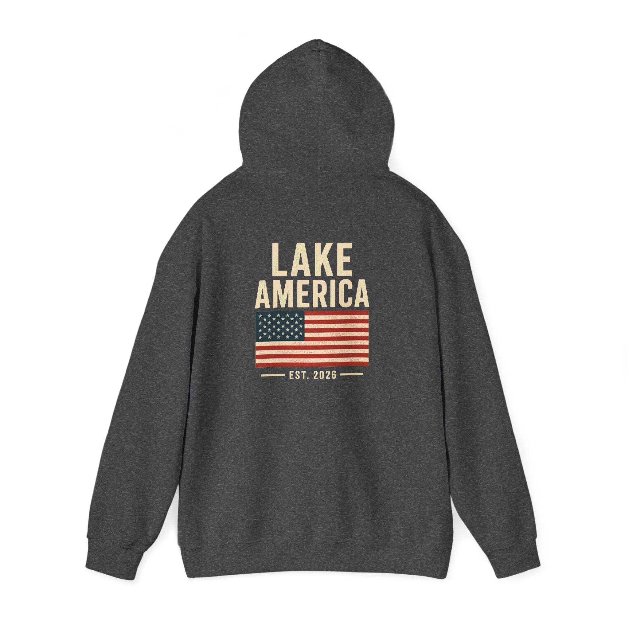 Lake America Vintage Flag Hoodie – Dark Back Graphic